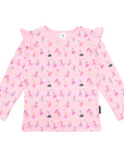 Dancing Unicorn Frill Print Tee Pink