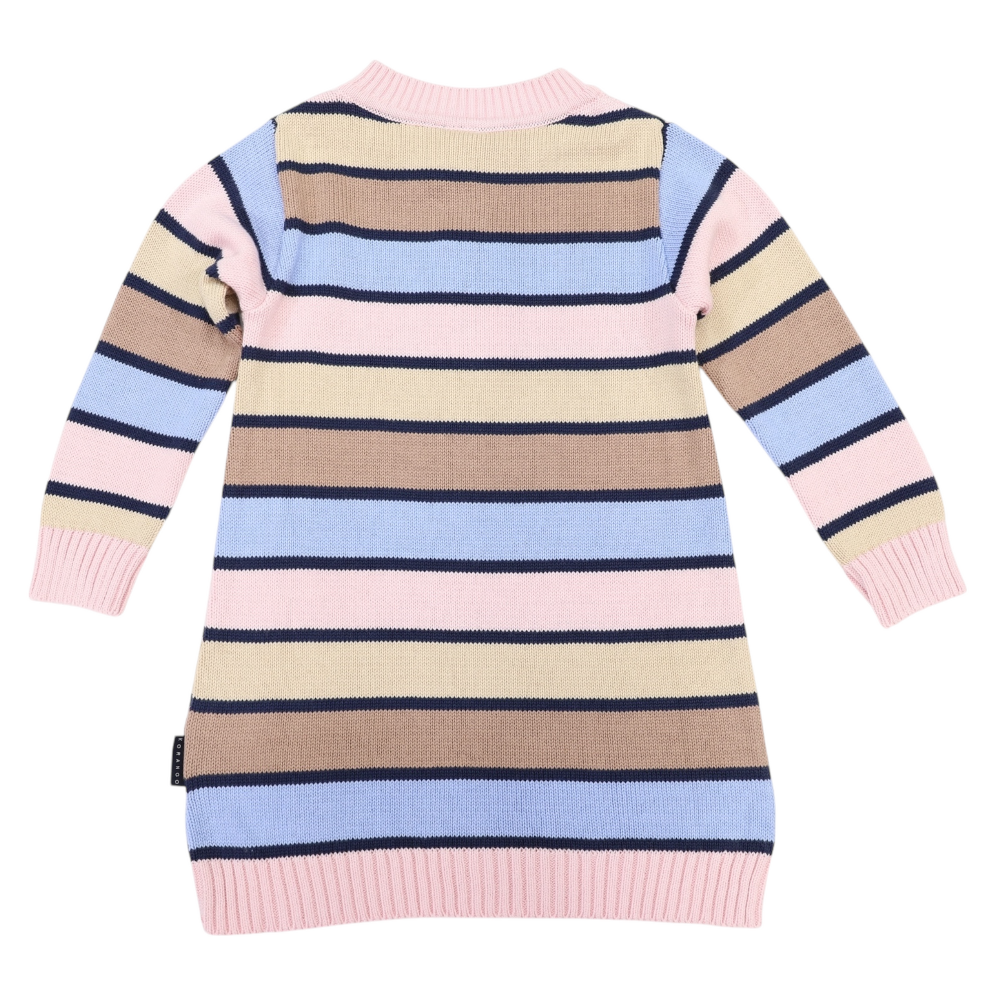 A-line Striped Knit Dress Blue