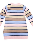 A-line Striped Knit Dress Blue