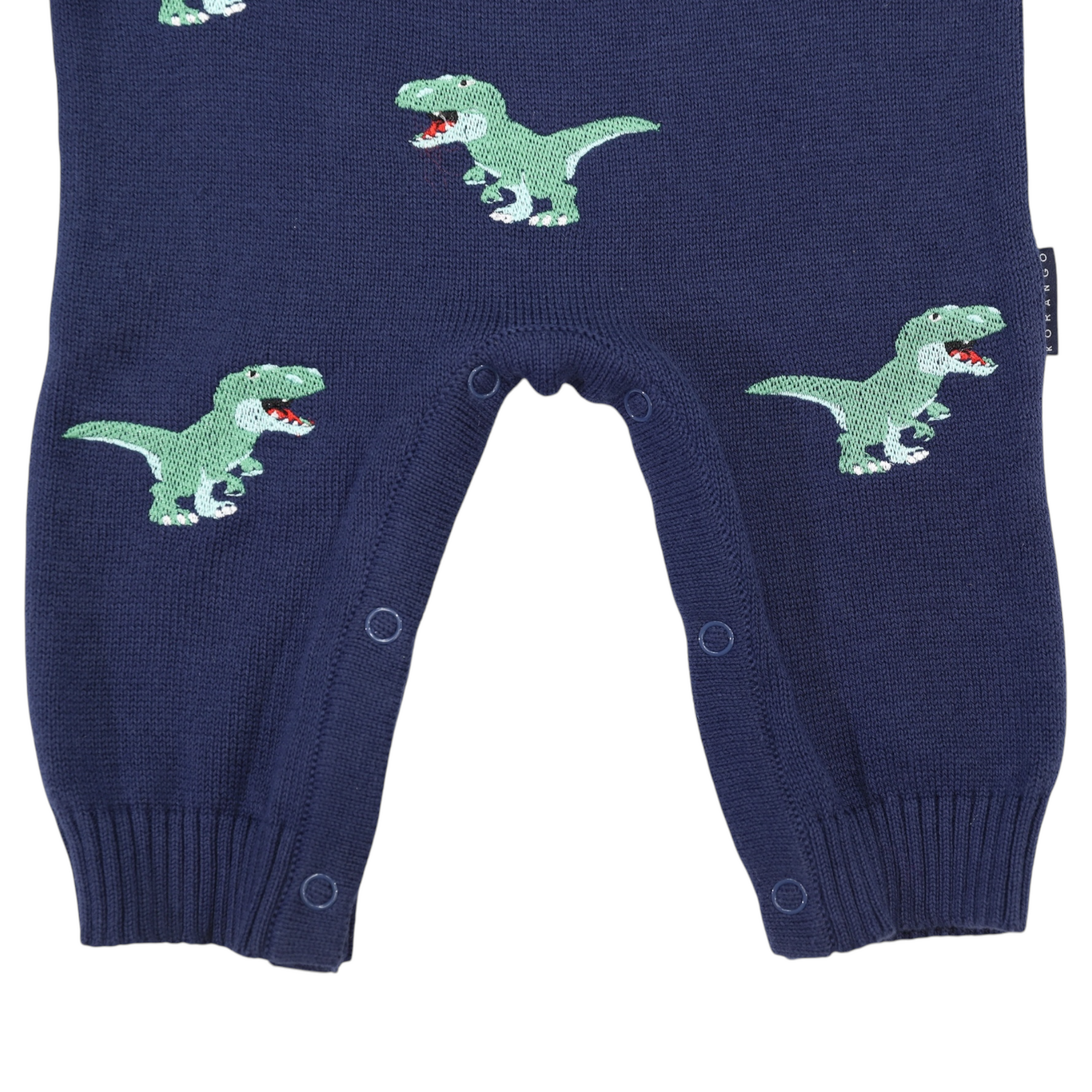 T-REX Embroidered Knit Onesie Navy