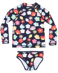 Flower Swim Suntop Set Navy