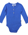 Cotton Modal Henley Bodysuit Blue