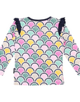Arch Frill Print Tee Green