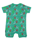 Pyjamas Cotton Modal Xmas Short Sleeve Zip Romper Green
