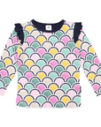 Arch Frill Print Tee Green
