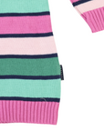 A-line Striped Knit Dress Green