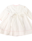Rosettes Twill Smocked Dress White