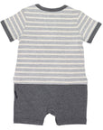 Motor Bike Applique Short Sleeve Onesie Charcoal