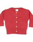 Cable Knit Cardigan Red