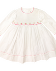 Rosettes Twill Smocked Dress White