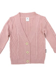 Long Textured Knit Cardigan Dusty Pink