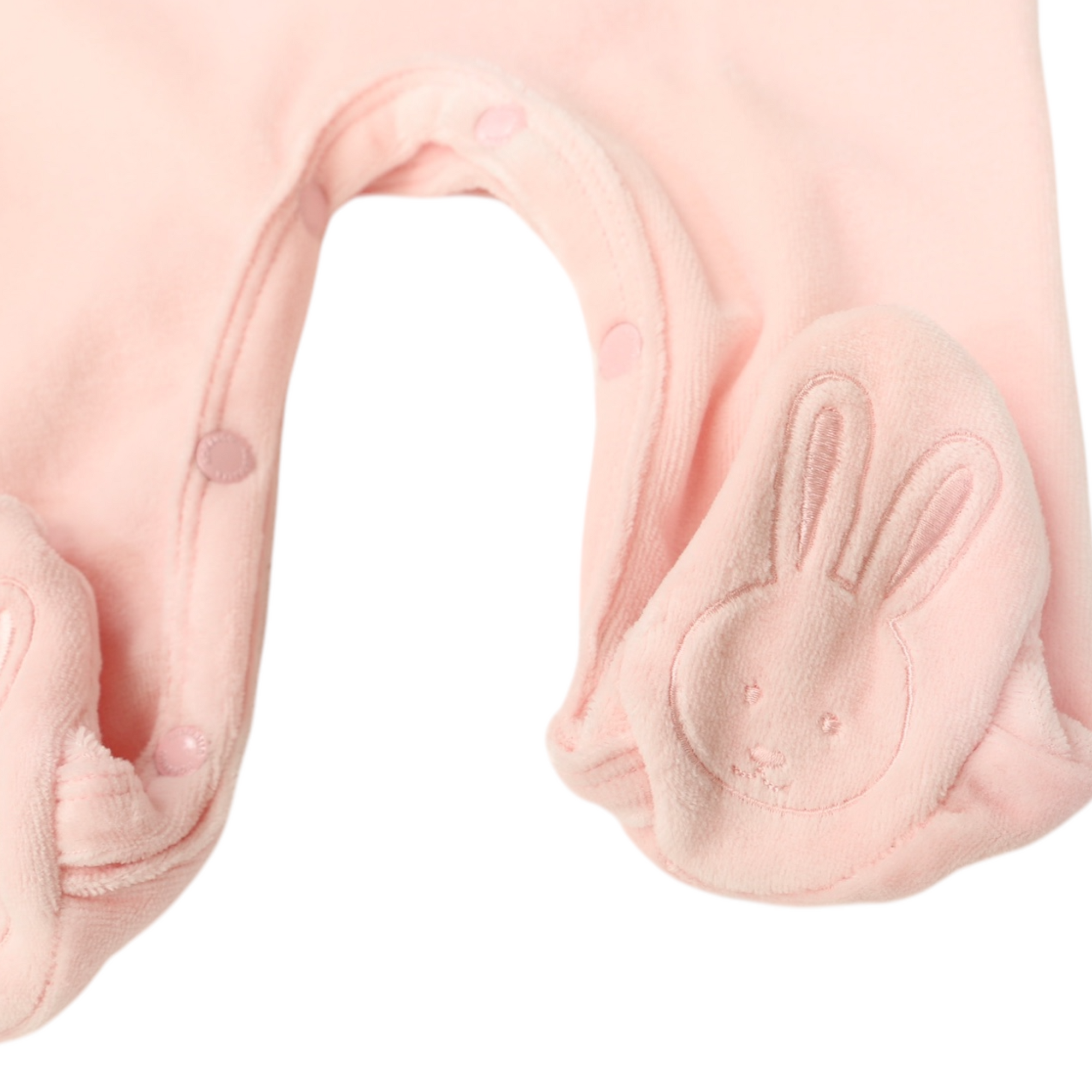 Velour Romper with Bunny Applique Pink