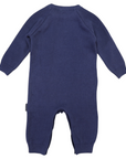 T-REX Embroidered Knit Onesie Navy