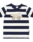 Truck Applique Tee Navy Stripe