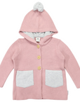 Hooded Knit Jacket Pink