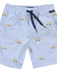 Embroidered Truck Chambray Short Light