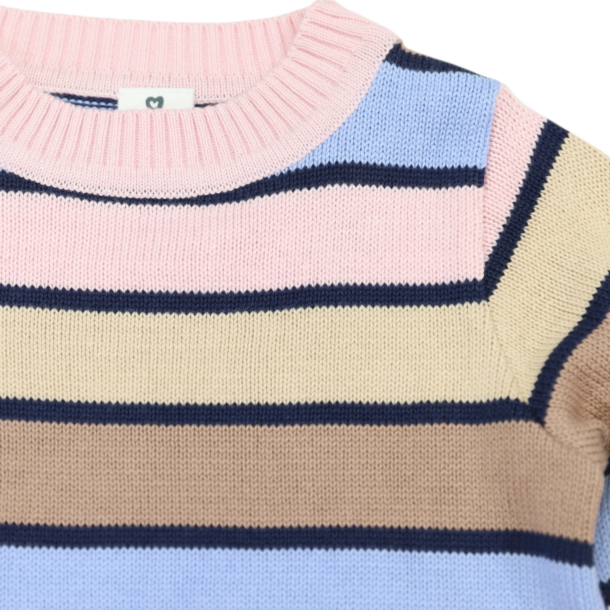 A-line Striped Knit Dress Blue