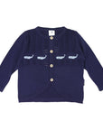 Whale Embroidered Cardigan Navy