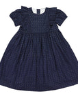 Cotton Poplin Gold Spot Frill Dress Navy