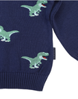 T-REX Embroidered Knit Sweater Navy