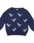 T-REX Embroidered Knit Sweater Navy
