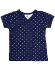 Organic Cotton Short Sleeve Top Pink Navy Spot