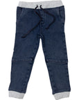 Elastic Waist Denim Jean with Drawstring Mid Wash