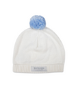 Knit Beanie Blue with White Pom