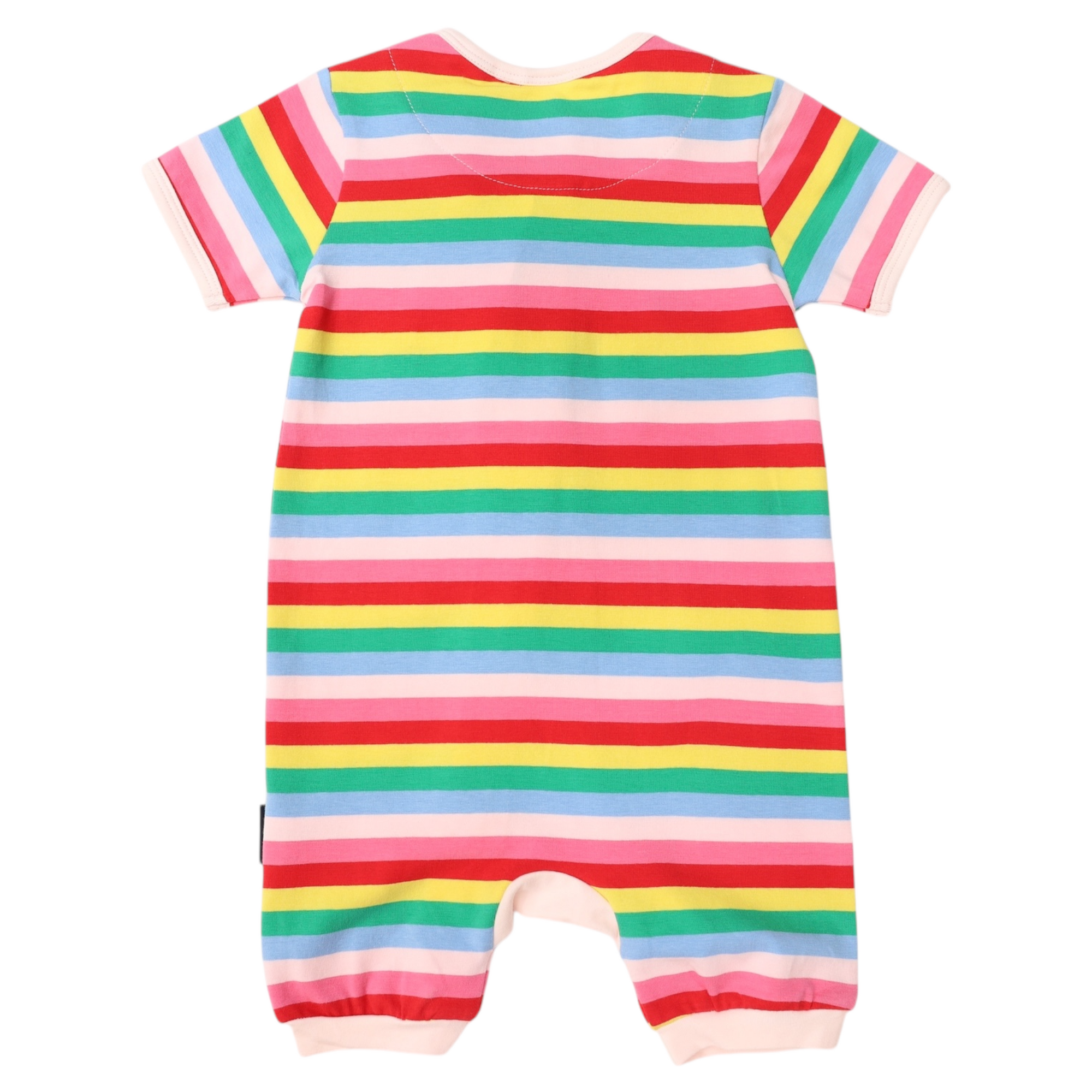 Stripe Short Sleeve Zip Romper Rainbow Stripe