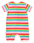 Stripe Short Sleeve Zip Romper Rainbow Stripe