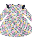 Arch Frill Print Dress Green