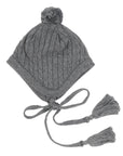 Cable Knit Beanie Charcoal with Tassels