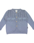Whale Embroidered Cardigan Dusty Blue