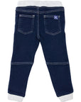 Elastic Waist Denim Jean with Drawstring Dark Denim