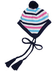 Striped Lined Knit Beanie Blue