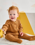 Cable Knit Romper Brown