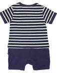 Motor Bike Applique Short Sleeve Onesie Navy