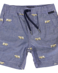 Embroidered Truck Chambray Short Dark