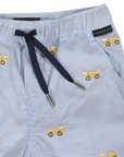 Embroidered Truck Chambray Short Light