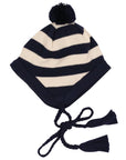 Lined Knit Beanie White Stripe