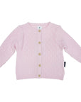 Cable Style Knit Cardigan Light Pink