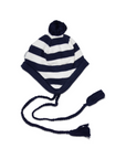 Lined Knit Beanie White Stripe