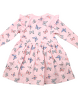 Butterfly Print Long Sleeve Dress Fairytale Pink