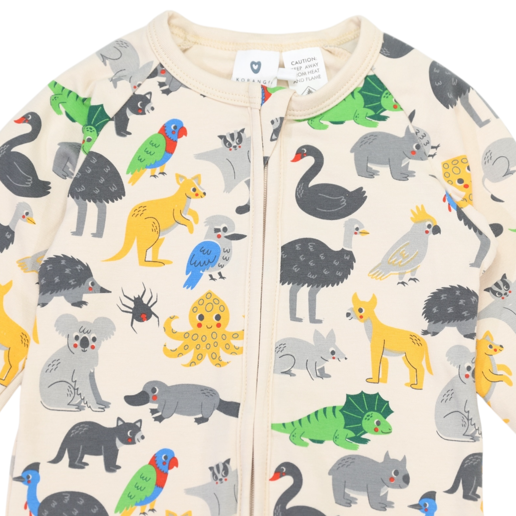 Australian Animal Zip Onesie Beige