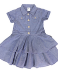 Chambray Tiered Swing Dress Dark