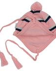 Knit Striped Girls Beanie Pink