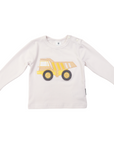 Long Sleeve Applique Truck Tee Grey