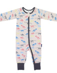 Dinosaur Long Sleeve Zip Onesie Tapioca