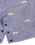 Embroidered Truck Chambray Overall Dark