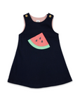Pinafore with Watermelon Applique Navy